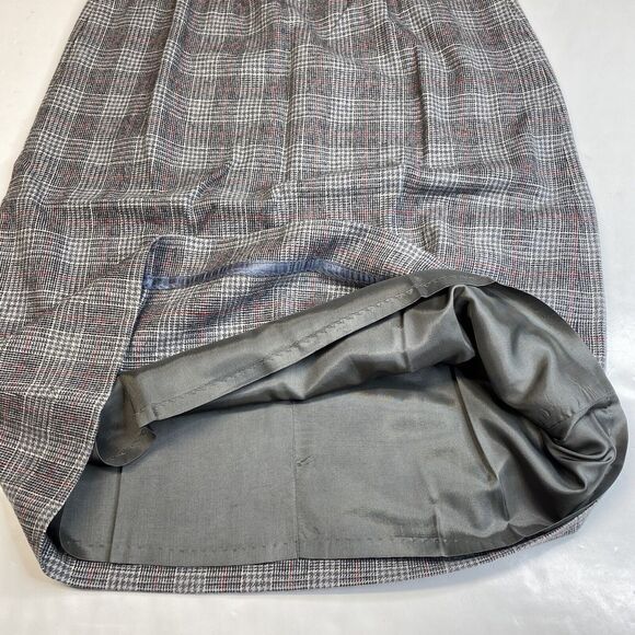 Vintage Pendleton Wool Midi Skirt 16 Gray Glen Plaid Houndstooth See Measurement - Picture 8 of 9